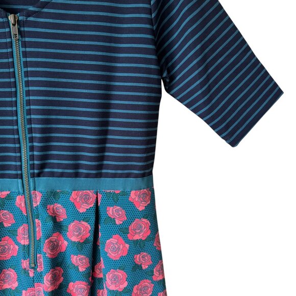 Matilda Jane Women's Peyton Fit Flare Dress Stripe Floral Rose Pockets Retro - Picture 7 of 16